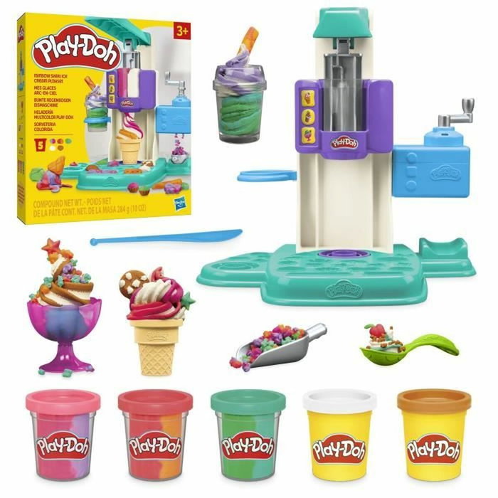 Play-Doh Mes Glaces Arc-en-Ciel, Coffret Sorbetière et Pâte à Modeler Multicolore