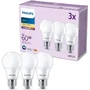 Philips - Ampoule LED - E27 - 60 W équivalent - Blanc chaud - Dépolie - Non Dimmable - 3 Pièces - Durée de vie 30 000 h