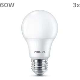 Philips - Ampoule LED - E27 - 60 W équivalent - Blanc chaud - Dépolie - Non Dimmable - 3 Pièces - Durée de vie 30 000 h