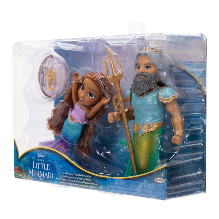 JAKKS PACIFIC - Figurine Disney La Petite Sirène : Ariel et le Roi Triton - Set de 2 poupées de 15 cm