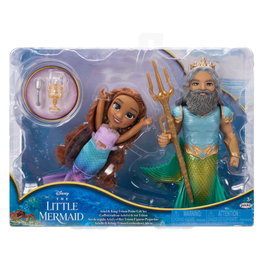 JAKKS PACIFIC - Figurine Disney La Petite Sirène : Ariel et le Roi Triton - Set de 2 poupées de 15 cm