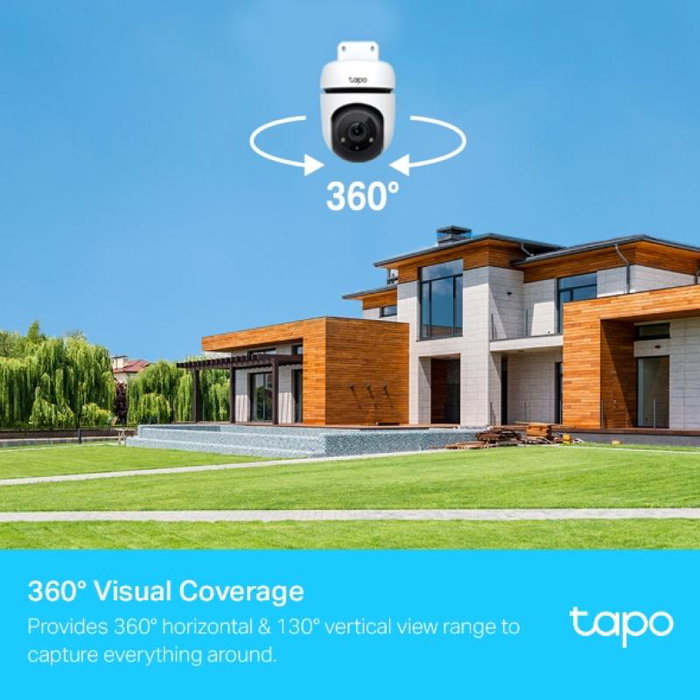 TP-Link TC40 - Caméra de sécurité IP intérieure/extérieure, vision nocturne, détection de mouvement, audio bidirectionnel, connexion WiFi