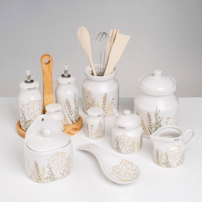 BigBuy Home Ensemble Laitière et Sucrier GRASS Multicouleur Grès 250 ml