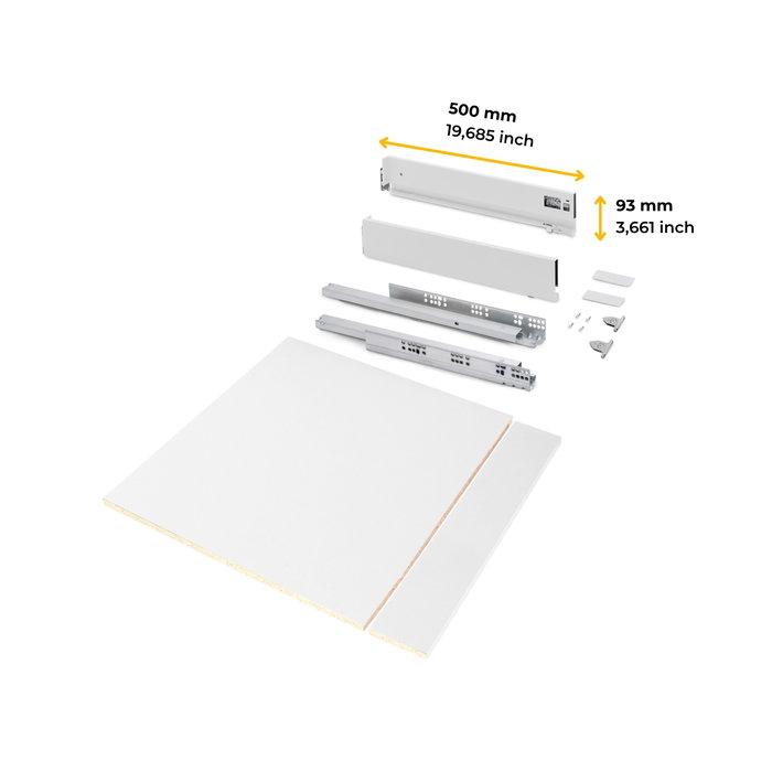 Emuca Kit de tiroirs pour cuisine ou salle de bains Vertex avec réglages 3D, hauteur 93mm, avec panneaux inclus, module 450mm, Gris antracite