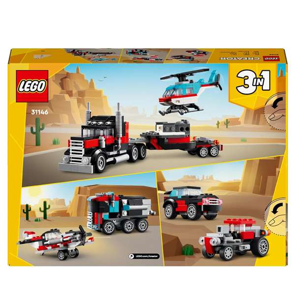 LEGO Creator 3-en-1 Camion Remorque avec Hélicoptère 31146