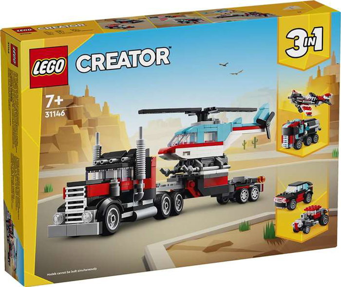LEGO Creator 3-en-1 Camion Remorque avec Hélicoptère 31146