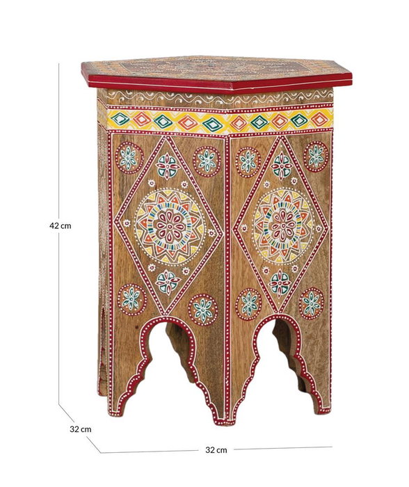 GINER Y COLOMER Tabouret en Bois de Mango Multicolore Peint à la Main - Tasse Épaisseur 1,6cm, Idéal comme Siège Supplémentaire, Table d'Appoint ou Décoration