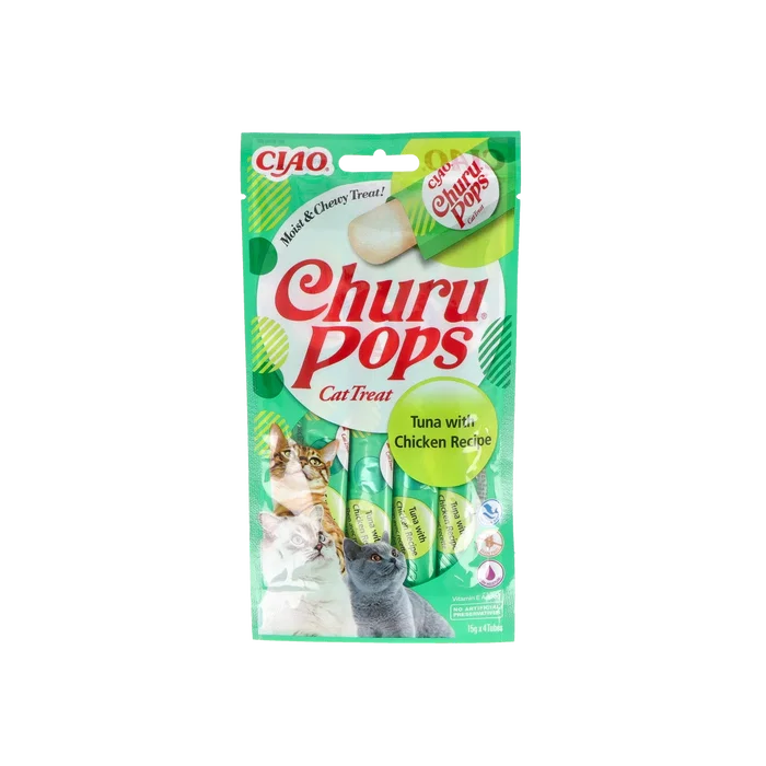 CHURU VET CHURU POPS Recette au thon et poulet, 4 sticks de 15g