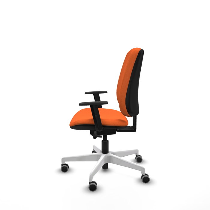PIQUERAS Y CRESPO Chaise Alares Synchrone/Traslack Tissu Orange Structure Polyamide Blanc, Accoudoir 1D, Sans appui-tête, Roulettes 65mm Moquette PIQUERAS Y CRESPO Chaise Alares Synchrone/Traslack Tissu Orange Structure Polyamide Blanc, Accoudoir 1D, Sans appui-tête, Roulettes 65mm Moquette
