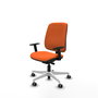 PIQUERAS Y CRESPO Chaise Alares Synchrone/Traslack Tissu Orange Structure Polyamide Blanc, Accoudoir 1D, Sans appui-tête, Roulettes 65mm Moquette
