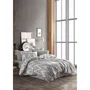 Parure de lit - Housse de couette 220 x 240 cm + 2 taies d'oreiller 60 x 60 cm - 65% coton 35% polyester - Gris