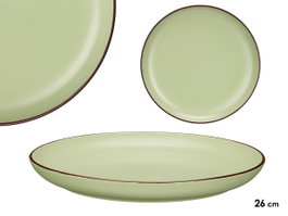 VESSIA Plat plat 26 cm Verde Oliva, Lot de 24 pièces de Loza (Ceramica)