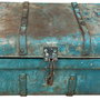 Valise décorative Alexandra House Living Bleu Fer Style artisanal 34 x 23 x 64 cm