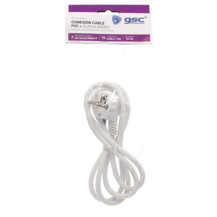GSC Evolution Câble de connexion PVC + sucko (3x1.0mm) 1,5M Blanc GSC Evolution Câble de connexion PVC + sucko (3x1.0mm) 1,5M Blanc