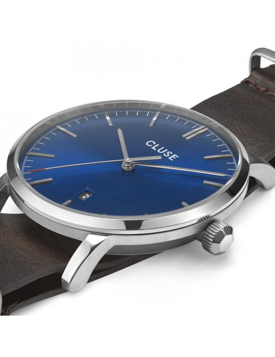 Cluse Montre CW0101501008 avec cadran bleu et bracelet en cuir marron Cluse Montre CW0101501008 avec cadran bleu et bracelet en cuir marron