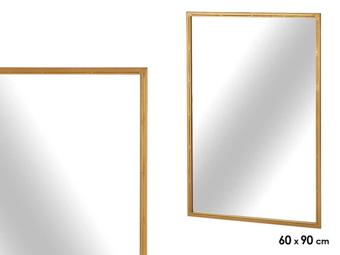 Giftdecor Miroir Rectangulaire Doré 90x60 cm Verre Métal Giftdecor Miroir Rectangulaire Doré 90x60 cm Verre Métal