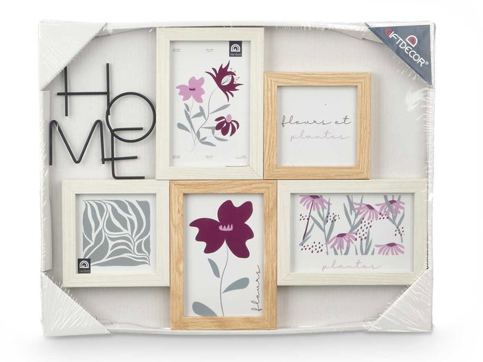 GIFTDECOR Porte-photo multiple 10x10cm et 10x15cm avec panneau décoratif