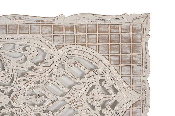 GINER Y COLOMER Cabecero en MDF Blanc Vieilli - Tête de lit décorative en bois de mangle, finition patinée