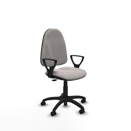 Chaise Algarra Contact permament de base Cuir écologique Blanc Structure polyamide noire Accoudoirs fixes Sans appui-tête Roulettes pour moquette