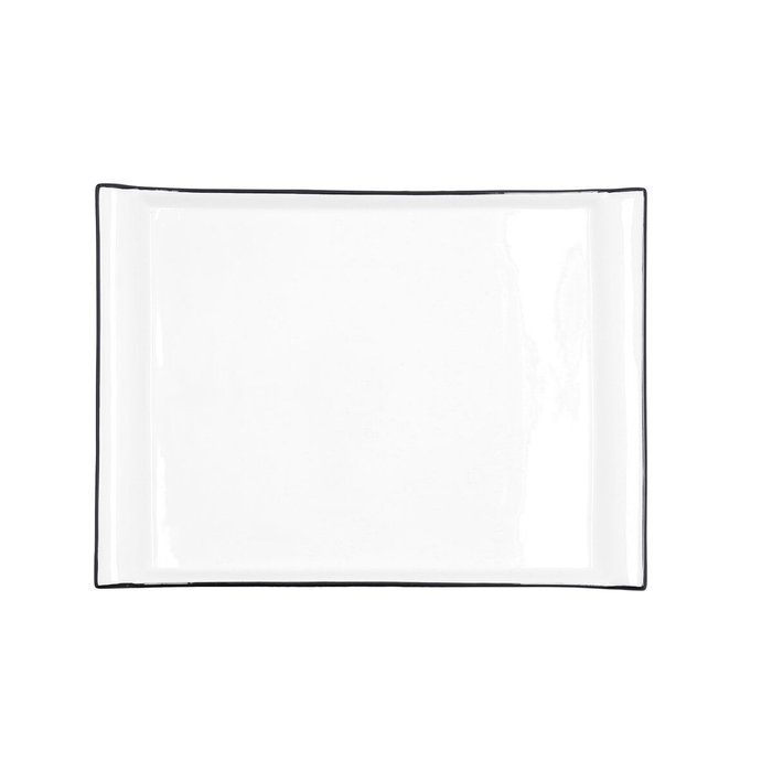Quid Plat Porcelaine Gastro Black 31x23 cm Blanc et Noir Lot de 6 Quid Plat Porcelaine Gastro Black 31x23 cm Blanc et Noir Lot de 6