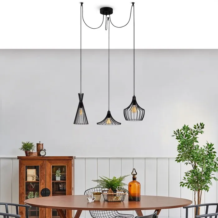 D By M.Red Suspension lustre D de 114 cm - Noir
