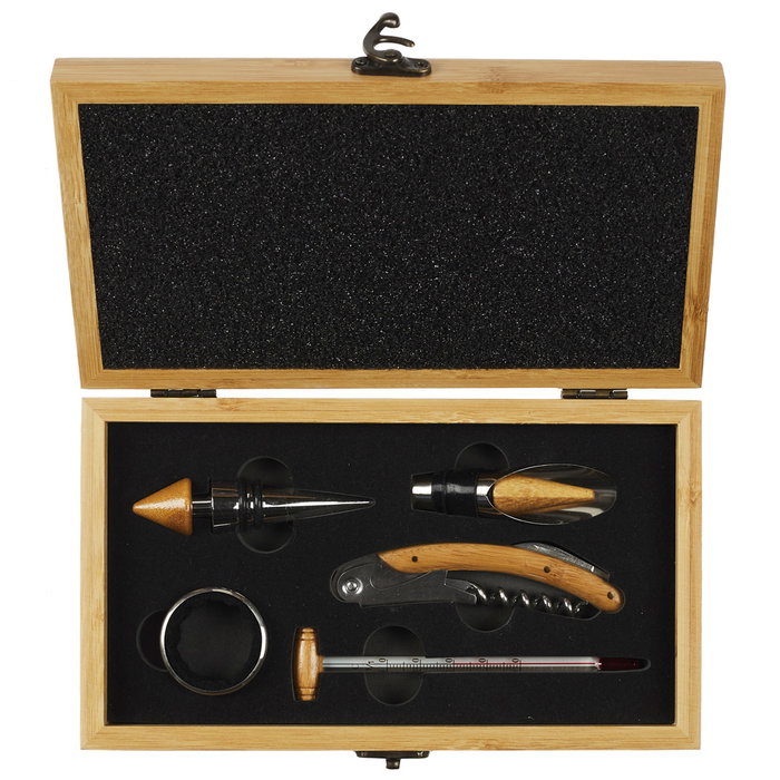 The Concept Factory Coffret d'accessoires pour le vin en bambou, 5 pièces The Concept Factory Coffret d'accessoires pour le vin en bambou, 5 pièces