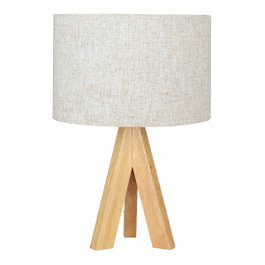 Edm Lampe de table en bois et tissu E27