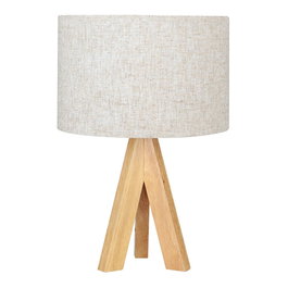 Edm Lampe de table E27 en bois et tissu avec interrupteur, ø25x37 cm, ampoule non incluse