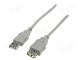 DIGITUS Câble USB 2.0 gris 1,8m USB A socle vers USB A prise