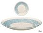 Vessia Assiette Plate Patinée Bleue 26 cm – Céramique Porcelaine Bleu et Blanc (Set de 24)