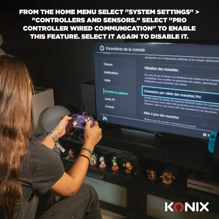 Konix - Manette filaire pour Nintendo Switch/Switch 2 et PC - Violet et noir - Poignées antidérapantes - Bouton capture d'écran - Vibration Konix - Manette filaire pour Nintendo Switch/Switch 2 et PC - Violet et noir - Poignées antidérapantes - Bouton capture d'écran - Vibration