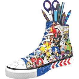 RAVENSBURGER Puzzle 3D porte-crayons en forme de chaussure Sonic the Hedgehog - 112 pièces - Longueur 21.4 cm