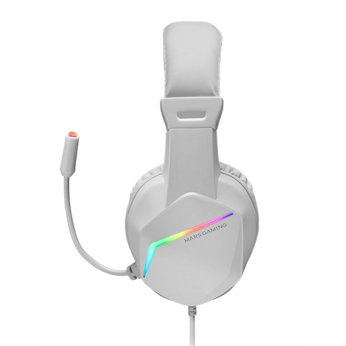 Mars Gaming MH122W Casque Gaming Filaire avec Micro, Jack 3.5 mm, Son Hi-Fi, Éclairage FRGB, Blanc
