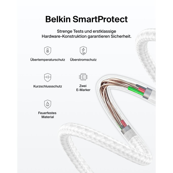 Belkin Câble USB-C vers USB-C BoostCharge Pro tressé 240W, 1m, blanc