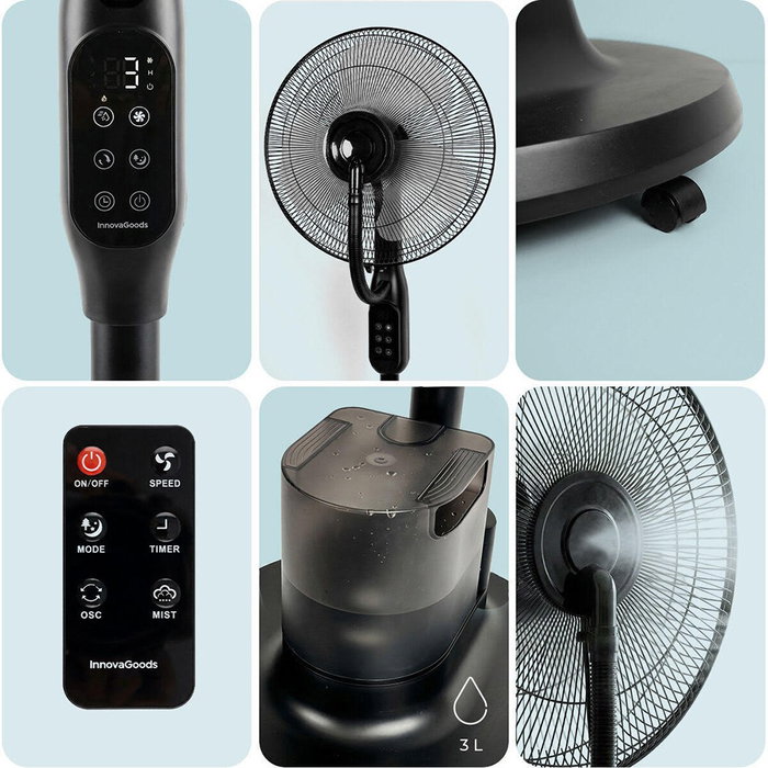 InnovaGoods Sprair Ventilateur Brumisateur sur Pied avec Télécommande