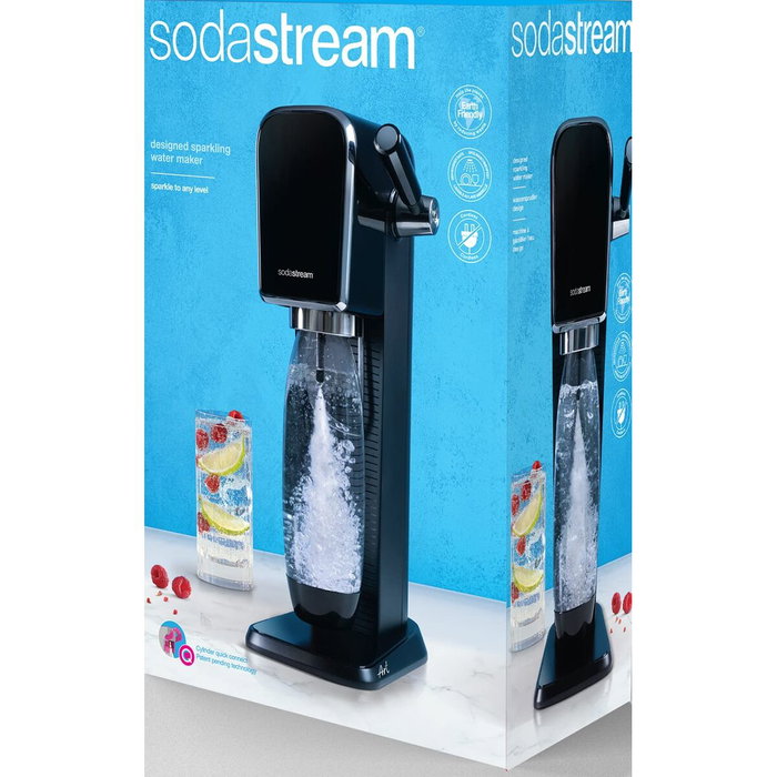 SodaStream ART Machine à eau gazeuse noire avec bouteille PET 1L et cylindre Quick Connect
