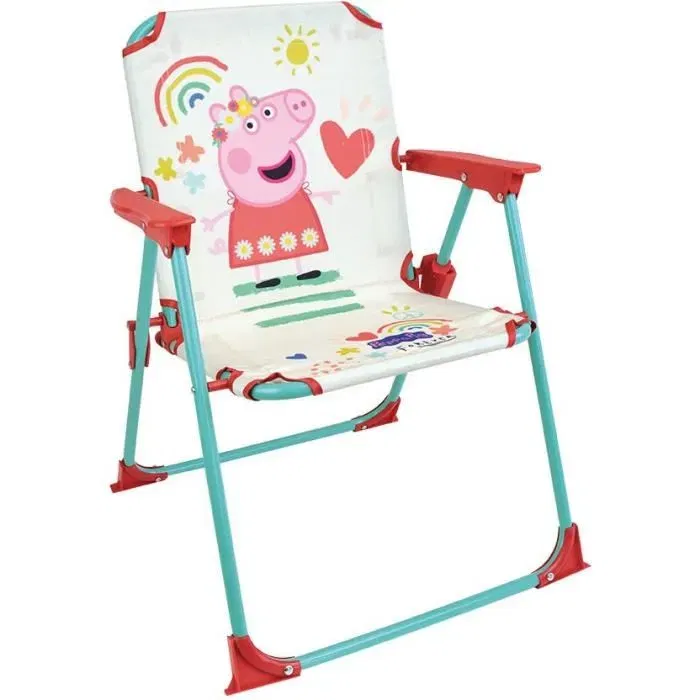Fun House Peppa Pig Salon de jardin enfants, 1 table ronde (H46xØ46cm), 2 chaises, 1 parasol (H125xØ100cm), jeu d'extérieur pour enfants à partir de 3 ans