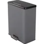 Curver DECO BIN Poubelle Duo Rectangle de Tri Sélectif 52L (26L + 26L) - 49 x 32 x 61 cm - Anthracite