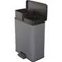 Curver DECO BIN Poubelle Duo Rectangle de Tri Sélectif 52L (26L + 26L) - 49 x 32 x 61 cm - Anthracite