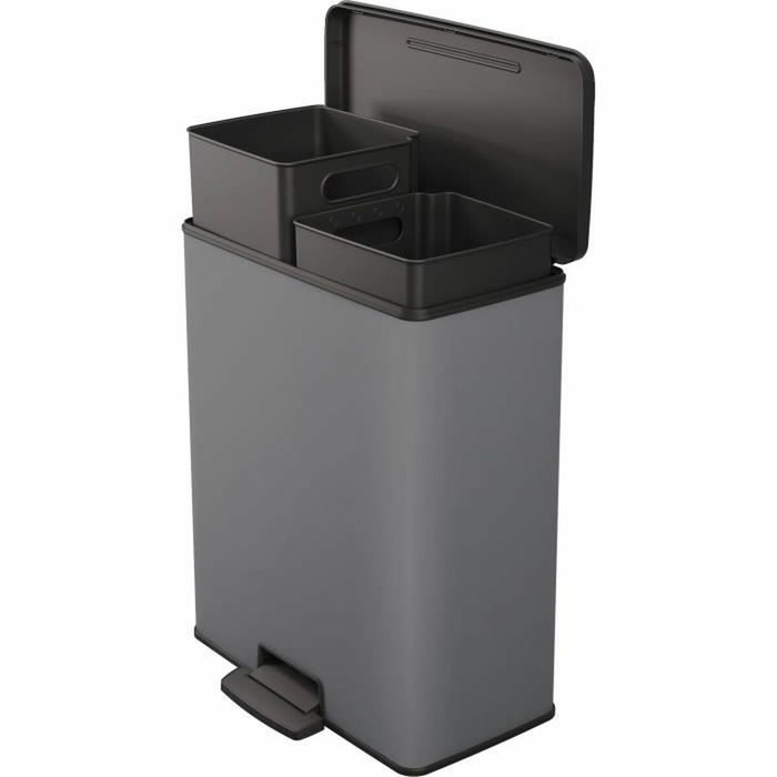Curver DECO BIN Poubelle Duo Rectangle 52L Anthracite