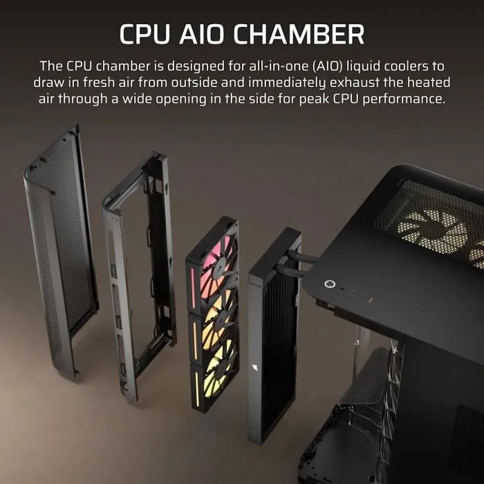 Corsair AIR 5400 - Boîtier PC Gamer ATX Mid-Tower avec Châssis à 3 Chambres, Verre Trempé, Refroidissement Exceptionnel et 3 Ventilateurs RGB à Rotor Inversé Inclus - Noir