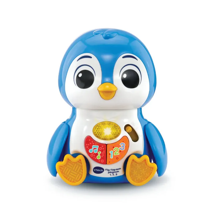 VTECH Baby - Flip Flap Mon Pingouin 1,2,3 Bleu - Jouet d'Éveil Musical et Numérique Interactif avec Sons et Mouvements pour Bébé de 9 à 36 Mois