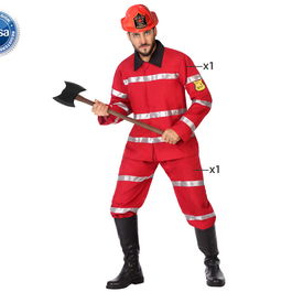 Déguisement Pompier Homme Adulte Rouge 2 Pièces (Veste et Pantalon) - Taille XS-S