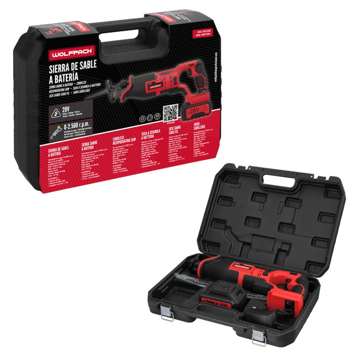 WOLFPACK LINEA PROFESIONAL Scie saute 20V avec batterie 4Ah et mallette WOLFPACK LINEA PROFESIONAL Scie saute 20V avec batterie 4Ah et mallette