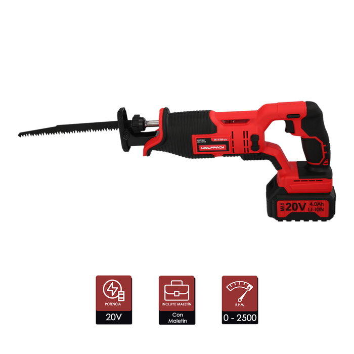 WOLFPACK LINEA PROFESIONAL Scie saute 20V avec batterie 4Ah et mallette WOLFPACK LINEA PROFESIONAL Scie saute 20V avec batterie 4Ah et mallette