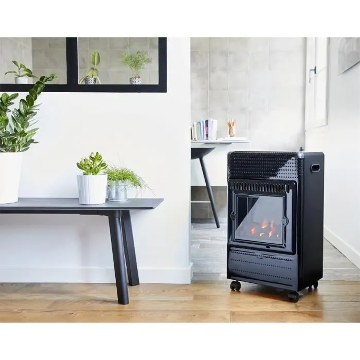 Favex Ektor Fire - Chauffage d'appoint gaz butane à effet flamme avec technologie Infrableu, 3400 W, 3 puissances, chauffage jusqu'à 35 m²