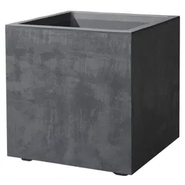 Deroma Pot de fleurs avec réserve d'eau Cube Millennium R Anthracite 39 x H39.1 cm - Résistant au gel et aux UV - Volume 40.4 L