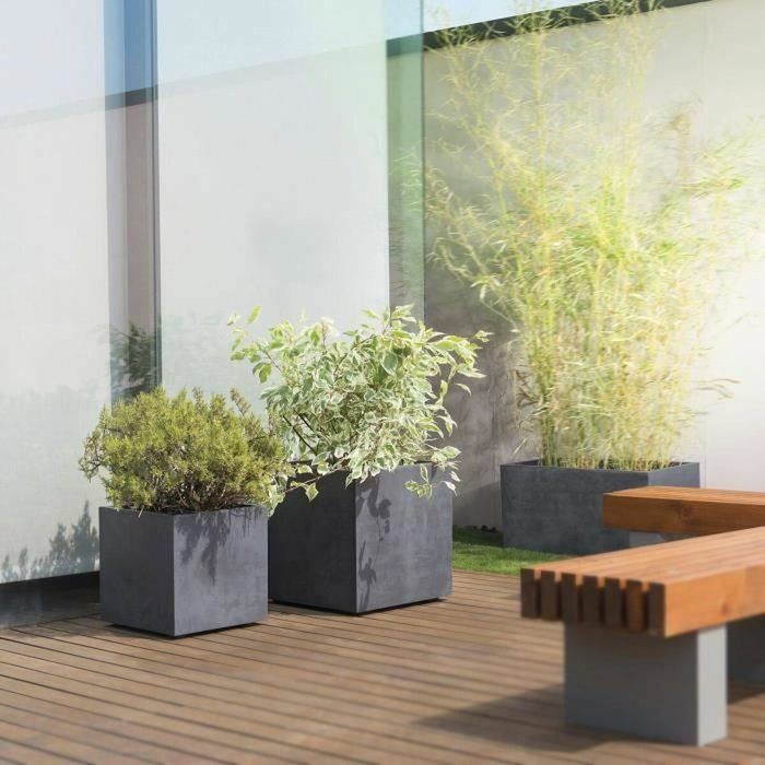 Deroma Pot de fleurs Cube Millennium R Anthracite - 39 x H39,1 cm