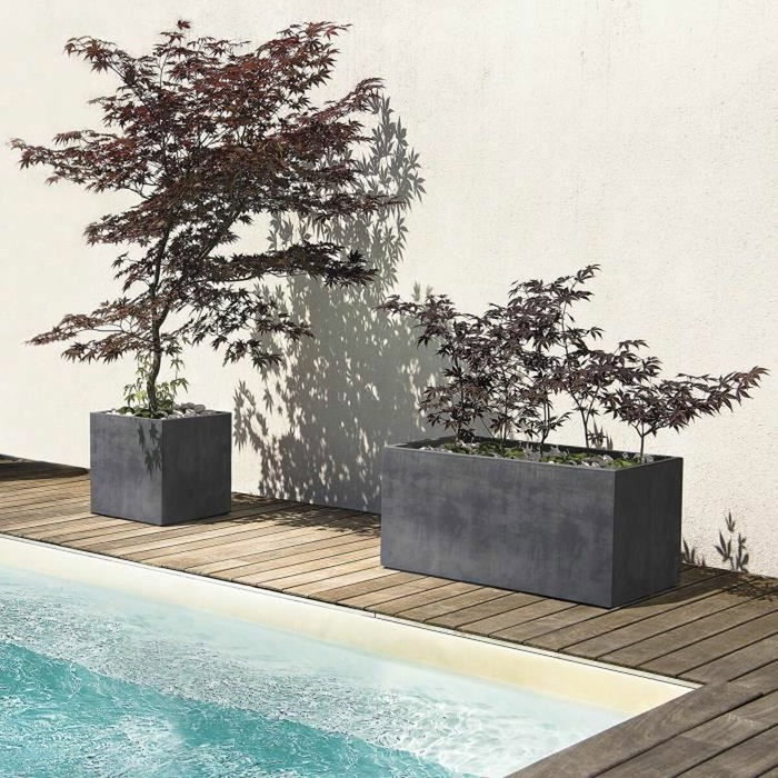 Deroma Pot de fleurs Cube Millennium R Anthracite - 39 x H39,1 cm