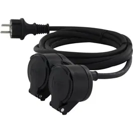 Chacon Rallonge extérieure Dual-Head 10m HO5RR-F 3x1.5mm² IP44 16A 3680W - Noir